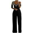 thumbnail image 2 of Baqcunre Women's Short Sleeve V-Neck Wide-Leg Waisted Print Dressy Jumpsuit Jumpsuits for Women Dressy Womens Jumpsuit One Piece Jumpsuit Pants for Women ,Black,Size S-Xxl, 2 of 5