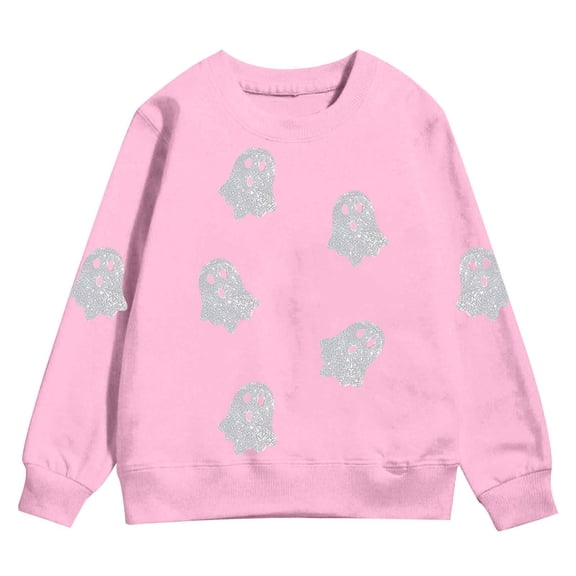 VOUZZA Boys Halloween Hoodie Ghost Graphic Long Sleeve Loose Pullover Top with Pocket