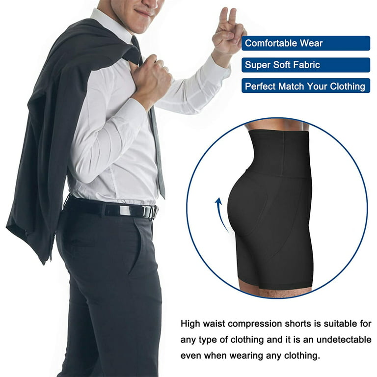 Molutan Underwear Boxer Briefs for Men High Waist Tummy Control Shorts  Seamless Body Shaper Shapewear Belly Girdle(Black, 3XL) 