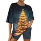 thumbnail image 1 of Puntoco Ropa de dormir para mujer Conjunto de camiseta y pantalones cortos de manga corta con cuello redondo y estampado navideño para mujer Ropa de estar por casa, 1 of 5