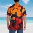 thumbnail image 4 of Honeii Marigold Flowers In Different Colors Print Men’s Hawaiian Shirt,Classic Button-Down Short Sleeve Shirt, for Beach, Vacation, and Outdoor Activities,X-Large, 4 of 7