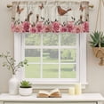 thumbnail image 3 of Pink Roses Birds Vintage Valances for Windows, Decorative Rod Pocket Window Valance Curtains, Spring Floral Butterflies Short Curtain Drapes for Kitchen/Bathroom/Living Room, 2 Panels, 60" W x 18" L, 3 of 8