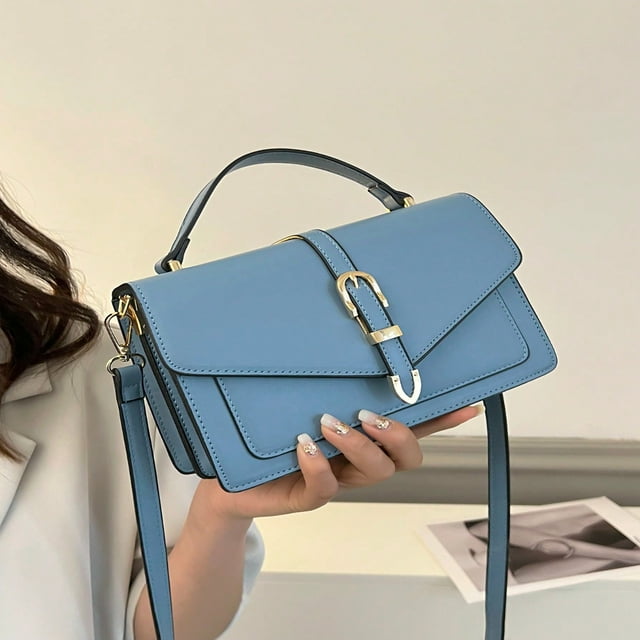 LNGOOR Buckle Decor Crocodile Embossed Square Bag
