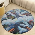 thumbnail image 5 of Christmas Train Cedar Tree Round Small Area Rug, Print Non Slip Washable Floor Mat, Soft Throw Rug for Living Room, Powder Room Entryway, Bathroom, Bedside, 5 of 7