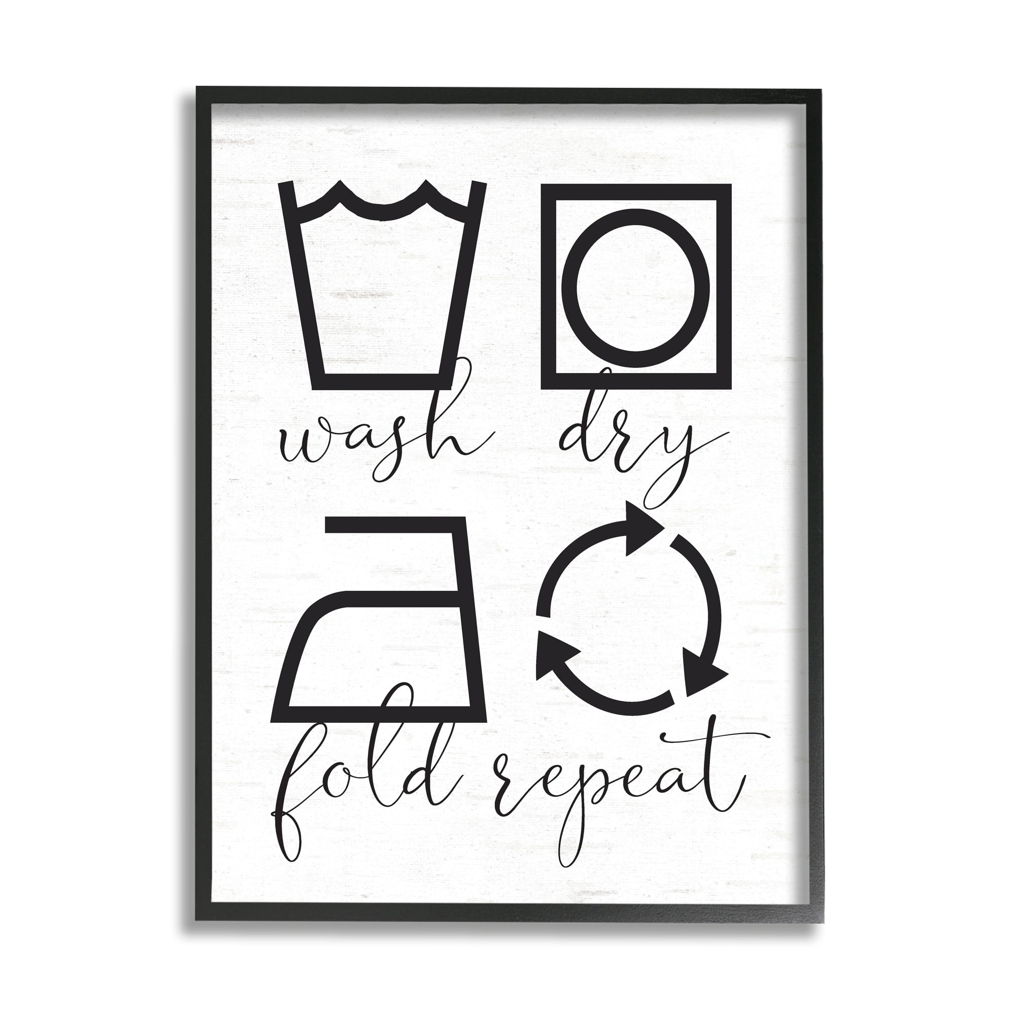 Stupell Industries Helpful Laundry Symbol Calligraphy Guide Chart Graphic Art Gray Framed Art Print Wall Art, Design by Lettered and Lined