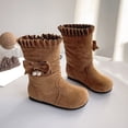 thumbnail image 4 of Girls Bow Pearl Mid Calf Boots Kids Fleece Lined Flat Winter Boots for Party and Dress Outfits, 4 of 6
