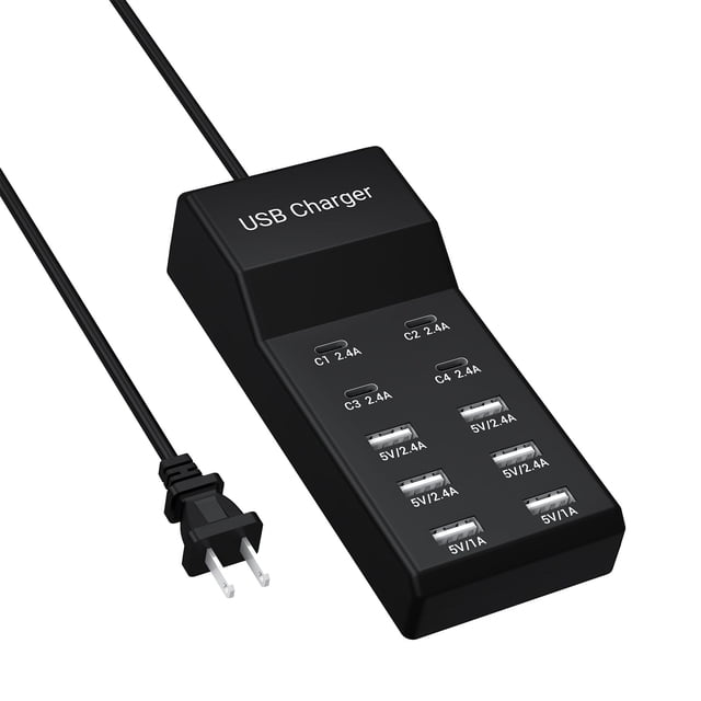 Bloque de cargador USB C Resypey de 10 puertos (6 USB-A y 4 USB-C) de 50 W