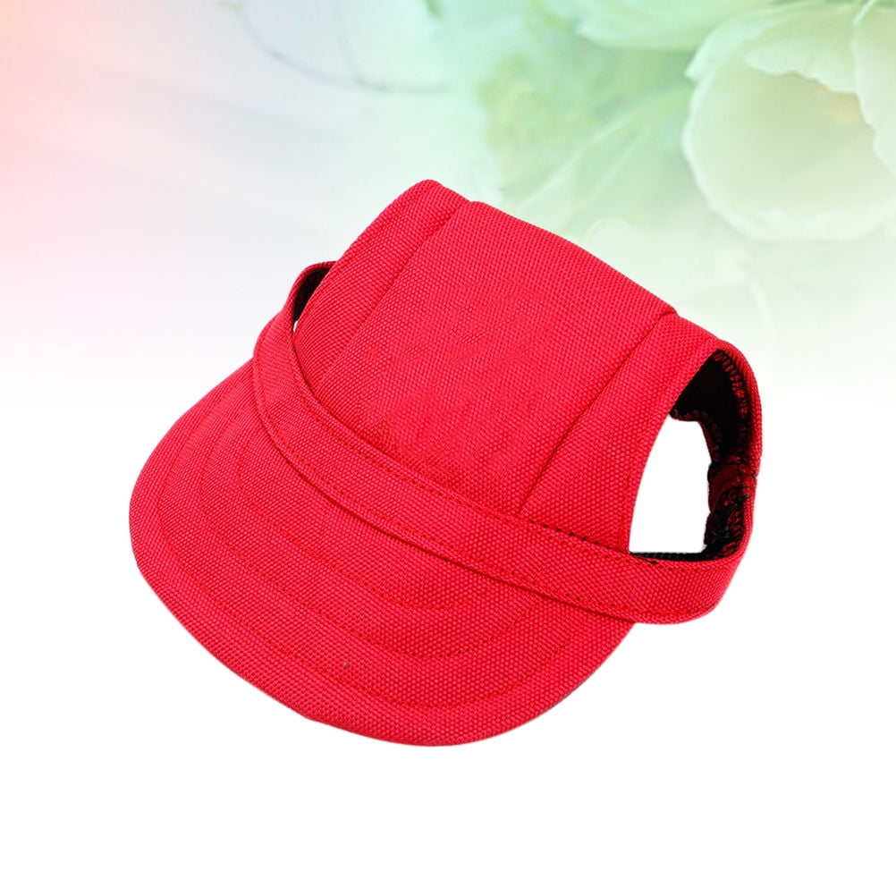 OULII Pet Baseball Hat in Red Canvas Material Soft Comfortable for Outdoor Use