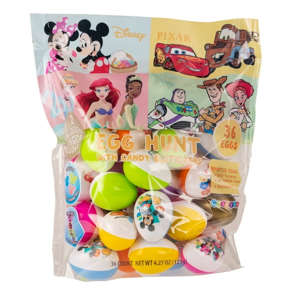 Disney and Pixar Mix 36 Count Egg Hunt Bag with Candy and Stickers, 4.27 oz