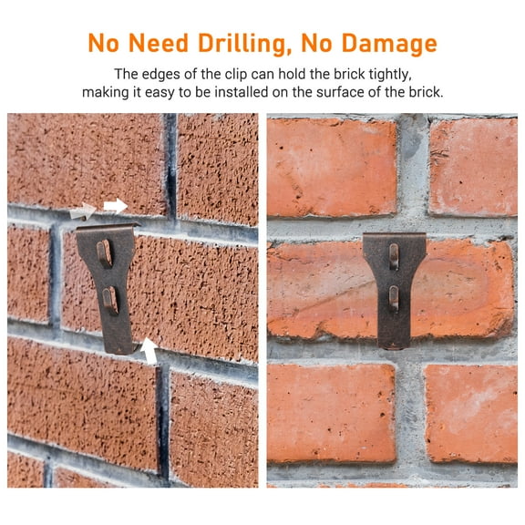 Moobody 4 PCS Brick Hook Clip Hanging Hooks for 60-70mm Brick in Height No Drilling Sliding Brick Hanger Clips for Festival Birthday Decoration