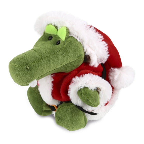 DolliBu Santa Alligator Stuffed Animal Plush Toy - Super Soft Wild Animal Dress Up with Red Santa Claus Outfit, Cute Wildlife Gift, Perfect Holiday Christmas Gift - 6 Inches