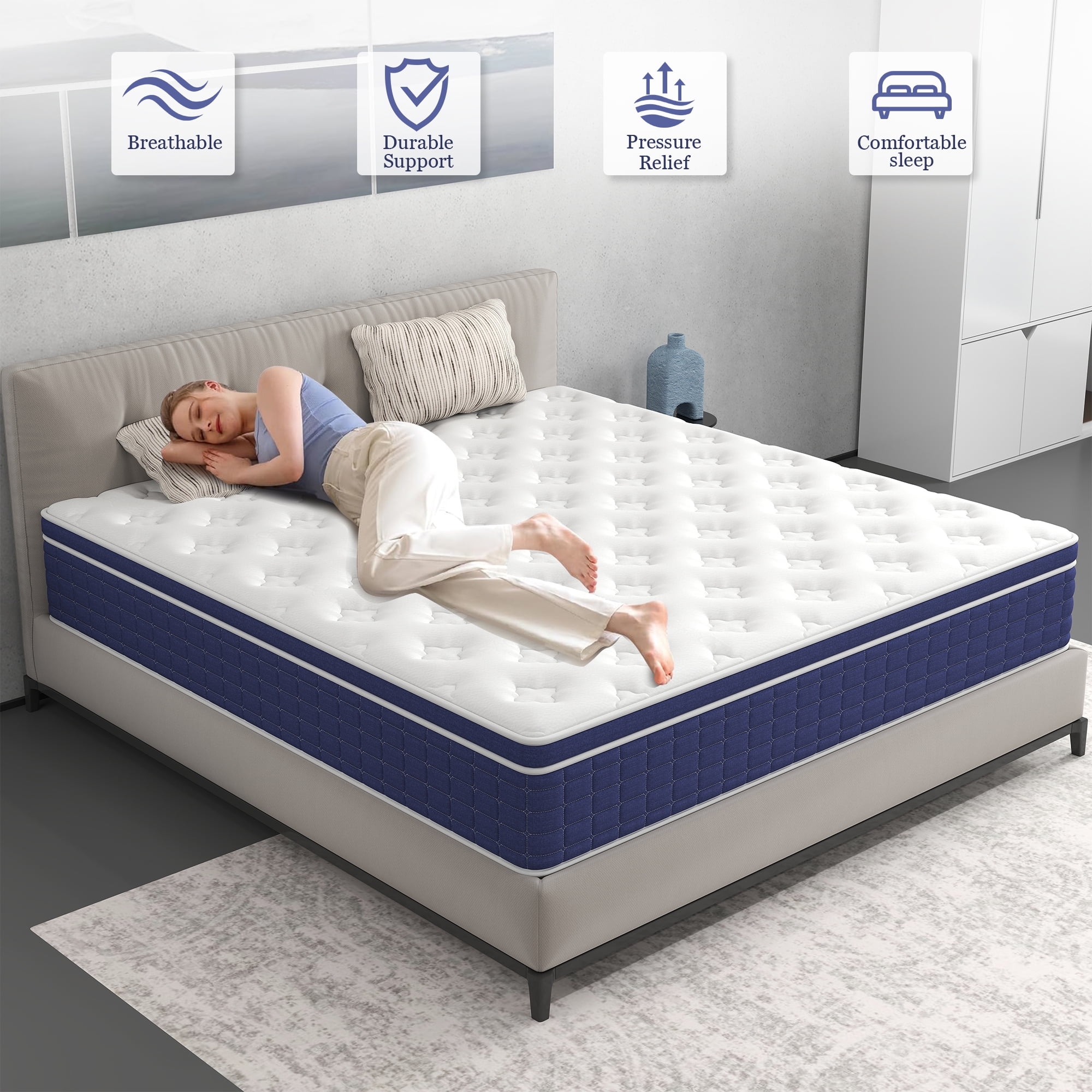 12 inch King Mattress,Hybrid Mattresses Medium Firm in a Box