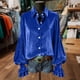 thumbnail image 2 of RKSTN Velvet Long Sleeve Shirts for Women Oversized Lapel Button Down Gold Velour T Shirts Top Womens Casual Solid Turndown Collar Button Up Loose Comfy Ruffle Cuff Tee Blouses Fall Spring Clothes, 2 of 8