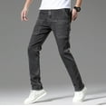 thumbnail image 6 of Jeans for Men Mens Spring Summer Casual Elastic Waist Solid Color Jeans with Pocket Denim Pants Cargo Jeans Black 28, 6 of 7