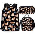 thumbnail image 1 of Cartoon Corgi Dog Printed 3Pcs School Bag Set Teenager Girls Boys Casual Backpack Student Book Bag with Lunch Bag Pencil Bag, 1 of 4