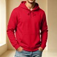 thumbnail image 4 of Men's Solid Color Pullover Hoodie, Drawstring Long Sleeve Loose Fit Casual Daily Fall Sweatshirt with Front Pocket Red S, 4 of 5