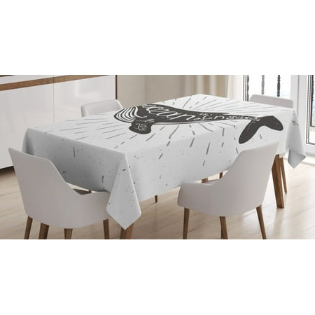 

Whale Tablecloth Ocean inside of You Inspirational Typography with Big Fish Grunge Illustration Rectangular Table Cover for Dining Room Kitchen 60 X 90 Inches Charcoal Grey by Ambesonne
