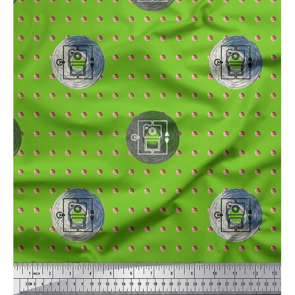 Soimoi Rayon Fabric Disk Hardware Print Fabric by Yard 42 Inch Wide