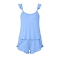 thumbnail image 6 of jobturf Ruffle Pajamas for Women 2 Piece Sets Loose Fit Cute Lounge Set Scoop Neck Tank Top and Shorts Matching Pj Outfits S-XXL, 6 of 6