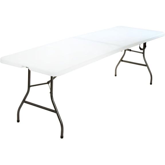 8 ft. Fold-in-Half Banquet Table w/Handle, White