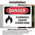 thumbnail image 3 of (2 Pack) Flammable Liquids Stored Here OSHA Danger Sign 24 Inch X 18 Inch Vinyl Label Decal Sticker Weather Resistant, UV Protected for Workplace, Business, and Construction Site, Made, 3 of 7