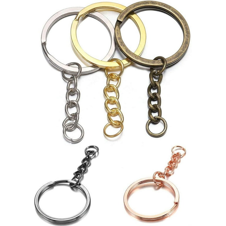 Rustark 300Pcs 30mm Black Split Key Chain Rings with Chain and Jump Rings  Bulk with Screw Eye Pin, Key Chain Ring Parts Keychain Parts Kit for DIY