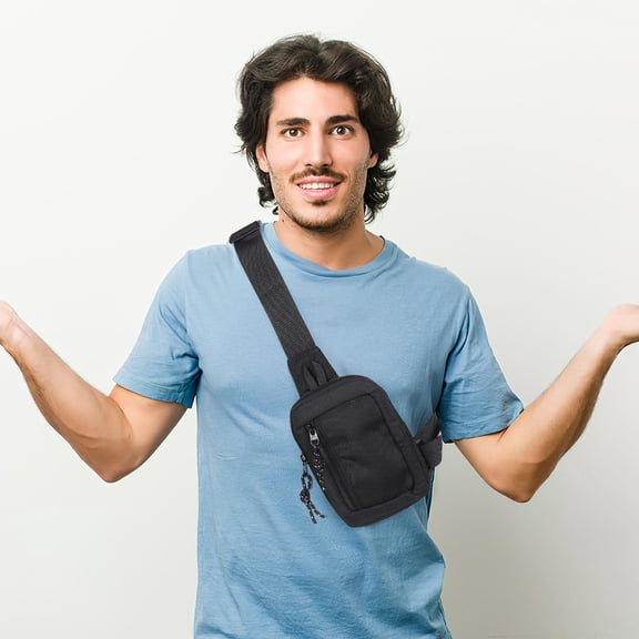 NICEXMAS Mens Phone Bag Black Multifunctional Oxford Fabric Side Bag for Everyday Use