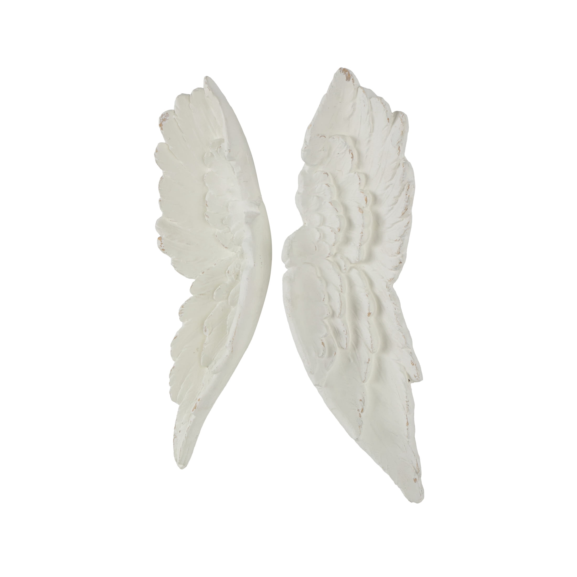 DecMode White Magnesium Oxide Carved Wings Bird Wall Decor (2 Count)