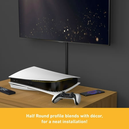 D-Line Black Half Round Cord Cover Pack, 0.78x0.39in, 4x 39in Lengths