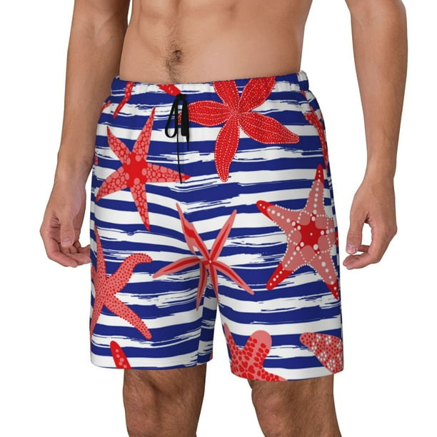 Fotbe Sea Stars Traje de Baño para Hombre – Shorts de Natación de Secado Rápido con Forro y Bolsillos-Small