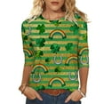 thumbnail image 2 of HOMBOM Womens St.Patricks Day Shirts Spring Irish Graphic Tees Shamrock Print 3/4 Sleeve Funny Multicolor Crewneck Tops for Women, 2 of 8