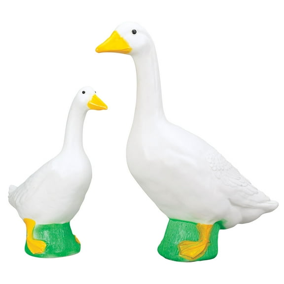 Gaggleville Porch Goose Bundle Goose and Baby Statue – Charming Outdoor Decorative Figurine for Garden, Patio, or Entryway Accent by Fox Valley Traders