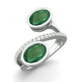 thumbnail image 2 of 925 Sterling Silver 2.5 Cts Oval Shape Emerald Dual Stone Boho Women Valentines Day Gifts Ring, 2 of 3