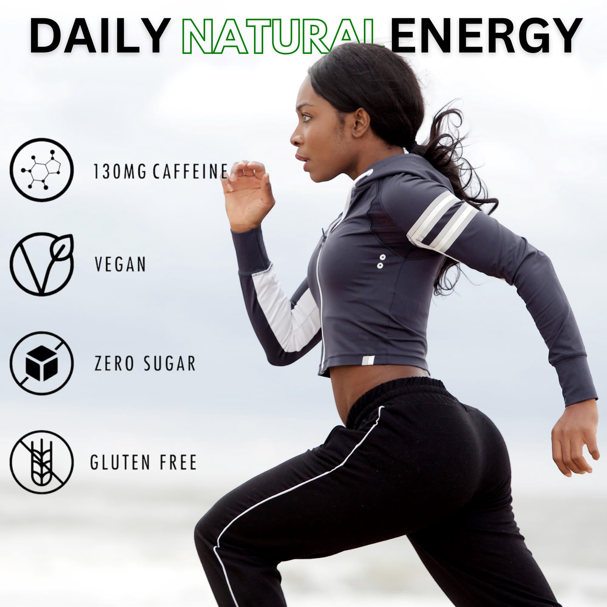 Bashmouth Natural Caffeine Gum For Energy & Focus 130 MG Per Piece | Performance, Natural Energy (30 Servings) Spearmint