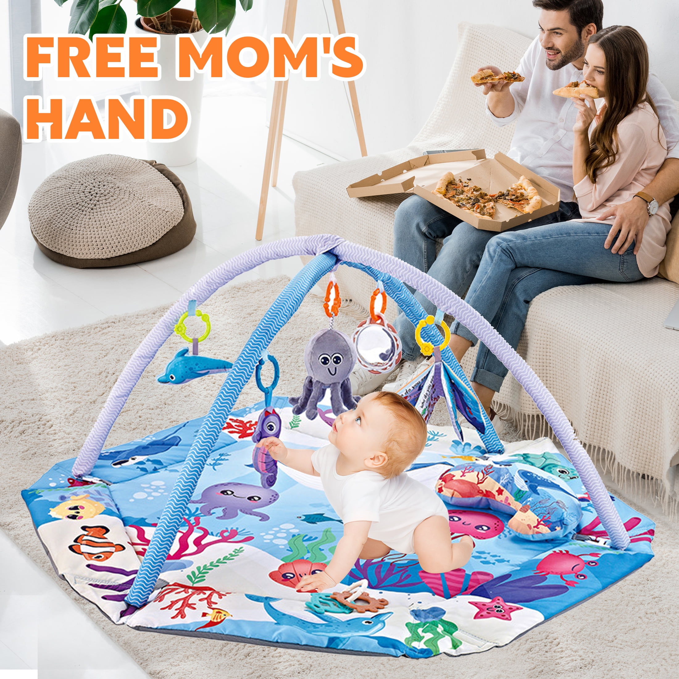 KOPPOP 4-in-1 Baby Play Gym & Activity Mat with Ball Pit, Safe for Tummy Time & Play Blue