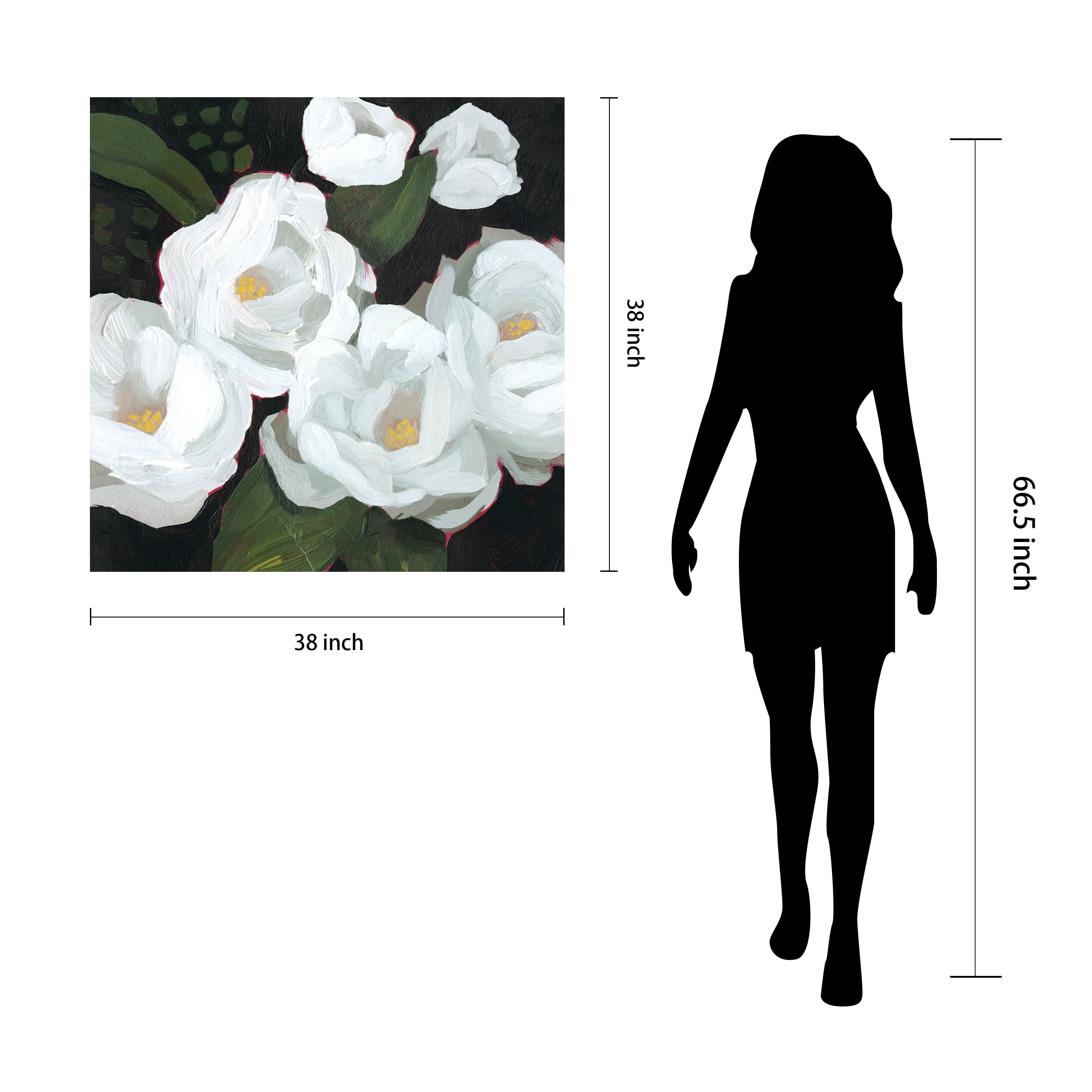 "White Blossom Serenity I" Flower Unframe Free Floating Reverse Printed Tempered Art Glass Wall Art