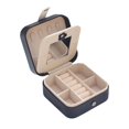 thumbnail image 2 of Caja organizadora de joyas portátil de cuero sintético, estuche de viaje para guardar pendientes y pulseras. Estilo F-Azul marino, 2 of 9