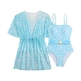 thumbnail image 2 of MEZZALL Children Girls One-Pieces Monokini Swimsuit With Floral Print Mesh Skirt Cover Up For Beach Sun Birthday Summer Beachwear, 2 of 8
