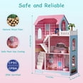thumbnail image 4 of Wooden Dollhouse, DIY Doll House Kids Playhouse 3 Tier with Window Roof Furniture for Imaginative Play Ages 3+, 4 of 7