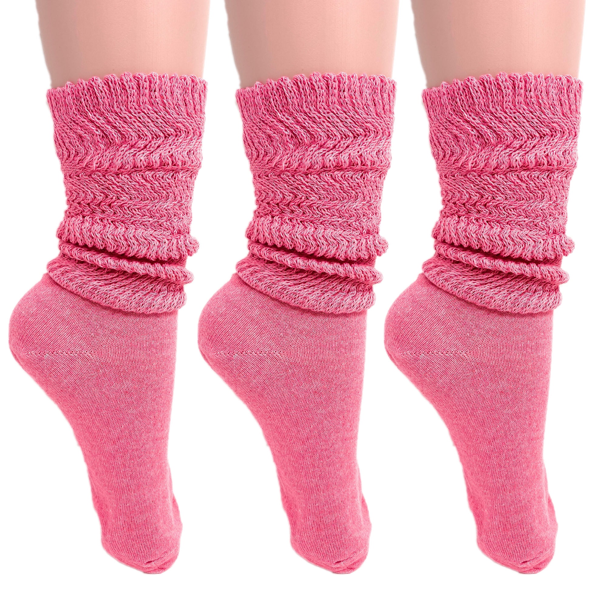 Lightweight Slouch Socks for Women Extra Thin Hot Pink Cotton Socks 3
