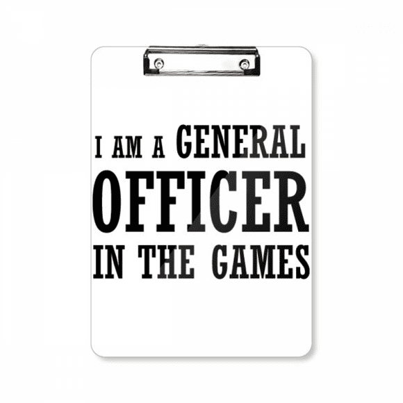 Je Suis un Officier Général dans les Jeux Dossier Presse-Papiers Écriture Pad Plaque Arrière A4