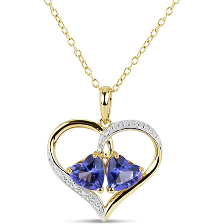 Violac Purple Topaz And Round White Topaz Swarovski Genuine Gemstone 18kt Gold Over Sterling Silver Heart Pendant 18 Inches