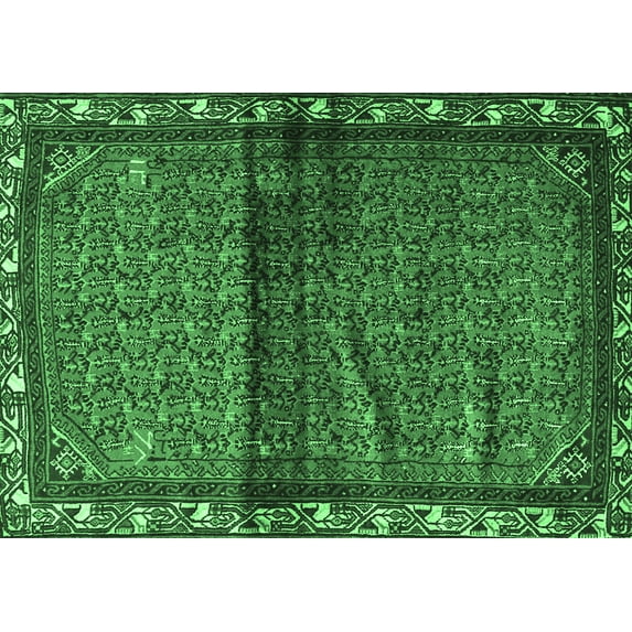 Ahgly Company Indoor Rectangle Persian Emerald Green Traditional Area Rugs, 7' x 9'