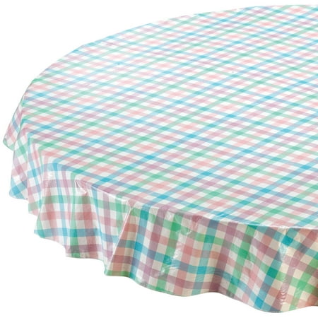 

Spring Breeze Checked Plaid Vinyl Table Cover Drop Style with Soft Backing