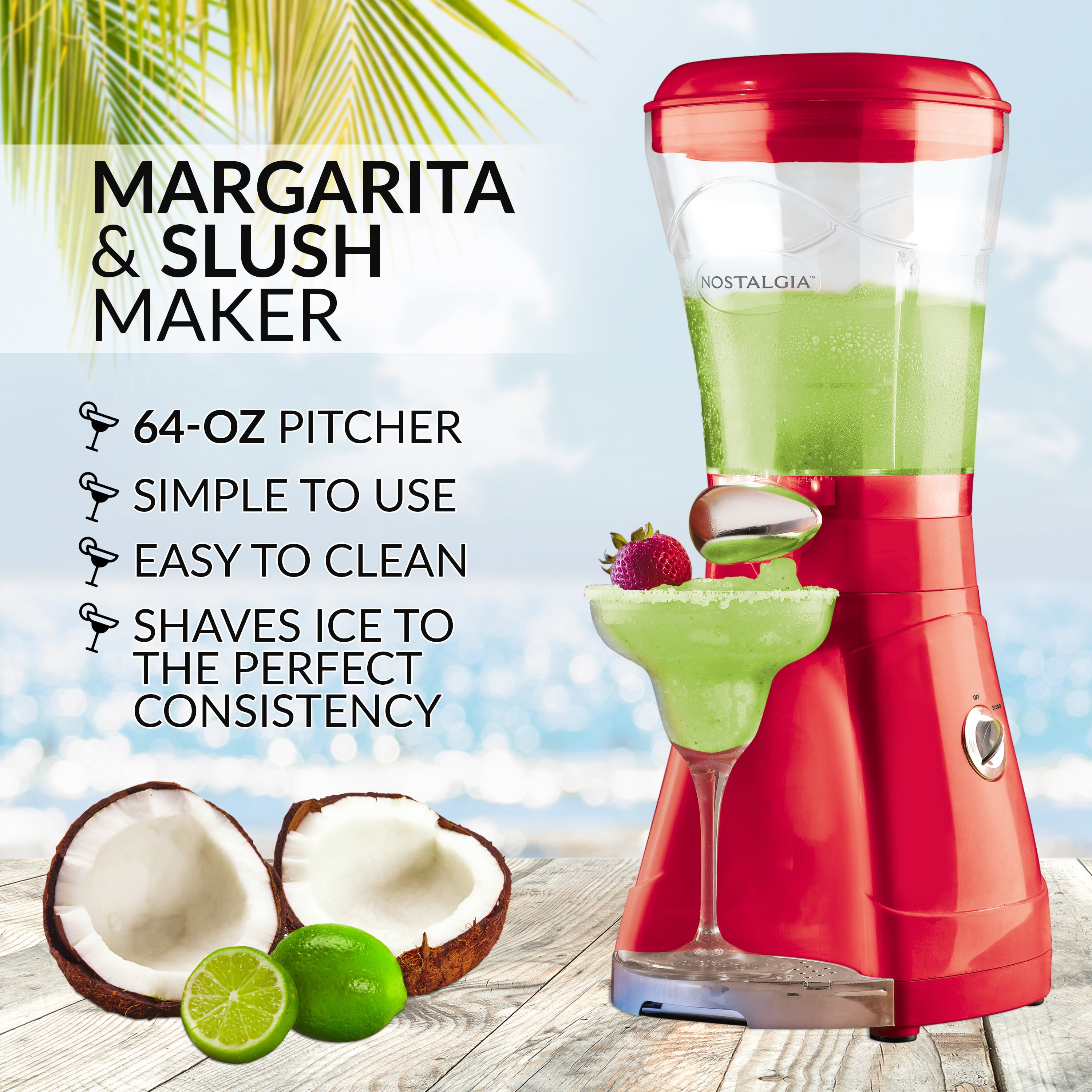 Nostalgia Frozen Drink Maker and Margarita Machine for Home - 128-Ounce  Slushy Maker with Stainless Steel Flow Spout - Easy to Clean and Double