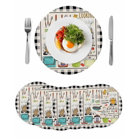 Kitchenware Gnomes Round Placemats Set of 6 for Dinning Tables Heat-proof Braided Table Mats 13 Inch Kitchen Cooking Tool Retro Plaid Washable Place Mat for Kitchen Restaurant Party Table Decor Kitchenware Gnomes Round Placemats Set of 6 for Dinning Tables Heat-proof Braided Table Mats 13 Inch Kitchen Cooking Tool Retro Plaid Washable Place Mat for Kitchen Restaurant Party Table Decor