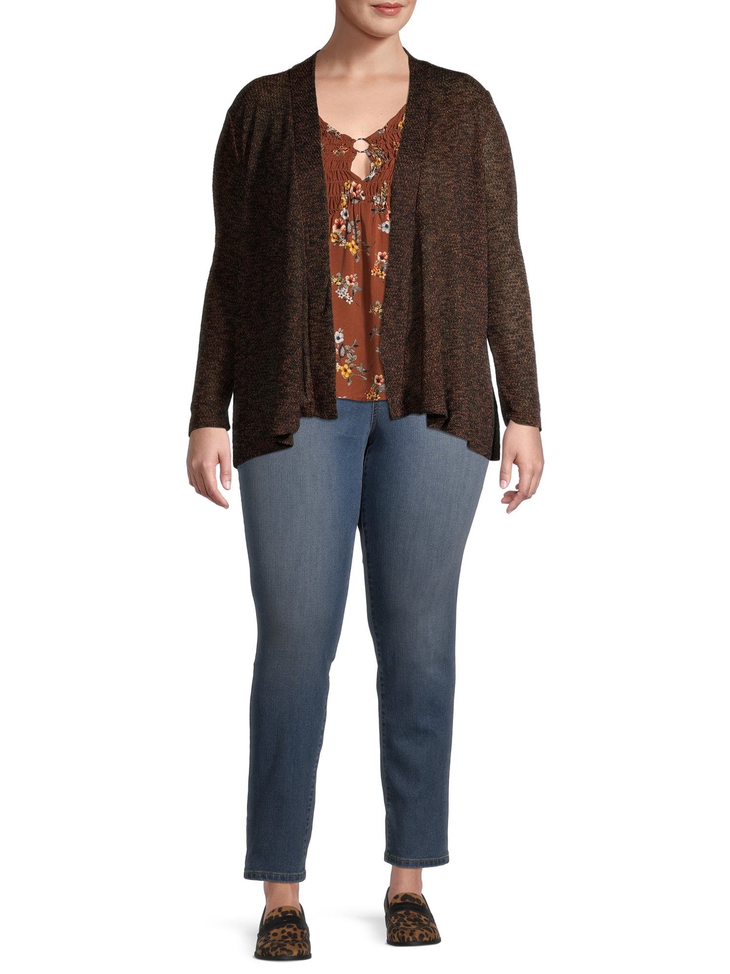 Ella Samani Women's Plus Size Textured Open-Front Cardigan