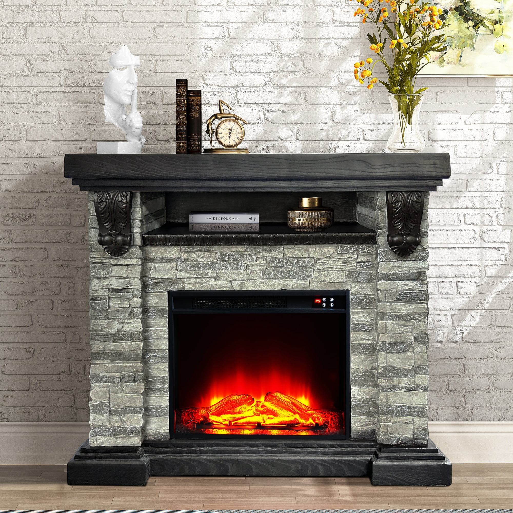 45" Electric Fireplace with 23" Firebox & Remote Control,Grey