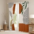 thumbnail image 3 of Manfei Boho Mid Century Kitchen Curtains, Minimalism Art Black Out Curtains Pack of 2 (42x63 Each), Brown, Green and Black, 3 of 6