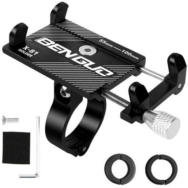 Advancent Nuevo soporte de teléfono de bicicleta de aleación de aluminio BG-X81 soporte ajustable para teléfono inteligente de 3,5-6,2 Ciclismo Negro